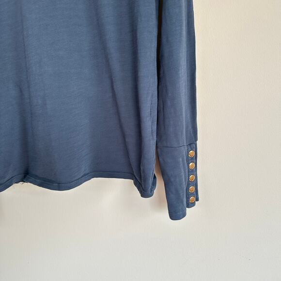 Nation LTD Janae Slim Crew Tee Long Sleeve Button Cuff T-Shirt Blue Womens M - Picture 5 of 12